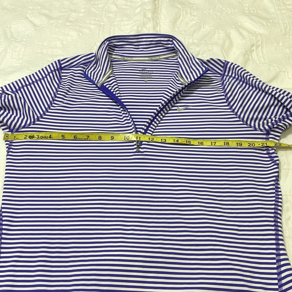 Nike Running Dri-Fit Lightweight Purple White Stripe Mock Neck 1/4 Zip Shirt XL